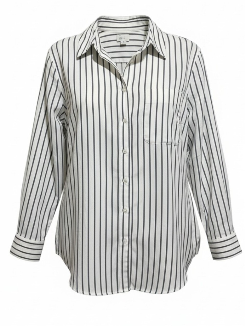 A NEW DAY White Button-Down Shirt with Black Pinstripes